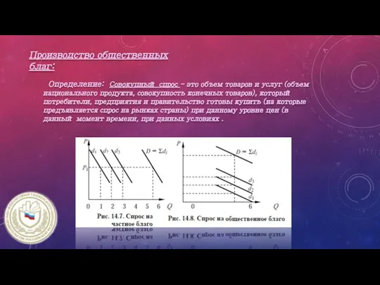 Производство общественных благ: Определение: Совокупный спрос - это объем товаров и