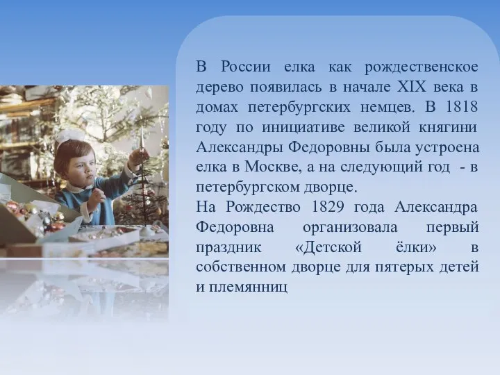 В России елка как рождественское дерево появилась в начале XIX века