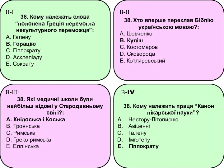 38. Кому належать слова “полонена Греція перемогла некультурного переможця”: A. Галену