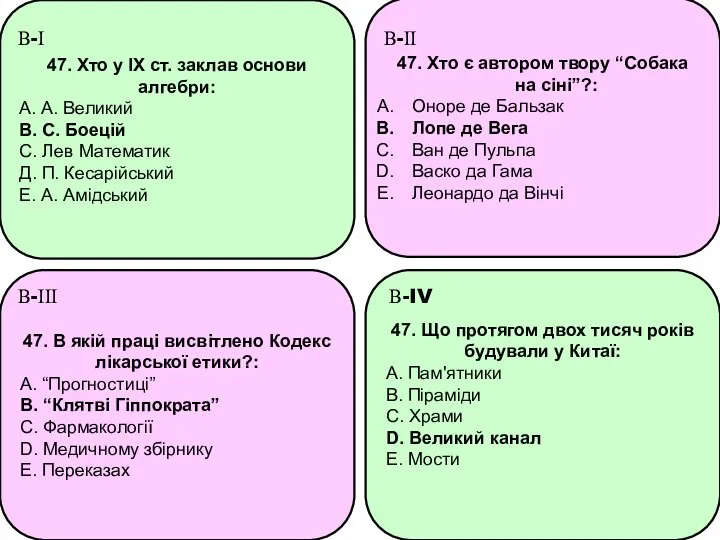 47. Хто у IX ст. заклав основи алгебри: А. А. Великий