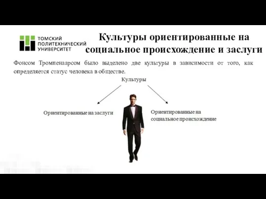 Культуры ориентированные на социальное происхождение и заслуги Фонсом Тромпенаарсом было выделено