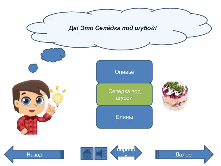 Да! Это Селёдка под шубой! перевод Назад Оливье Селёдка под шубой Блины Далее