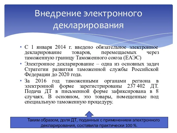 С 1 января 2014 г. введено обязательное электронное декларирование товаров, перемещаемых