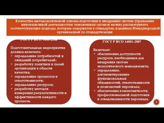 В качестве методологической основы подготовки к внедрению систем управления инновационной деятельностью