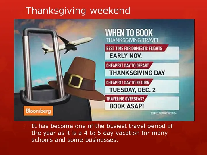 Thanksgiving weekend It has become one of the busiest travel period