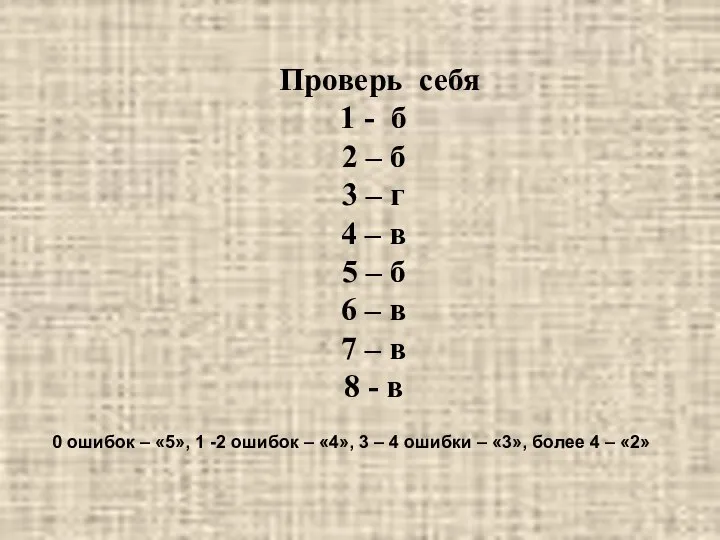 Проверь себя 1 - б 2 – б 3 – г