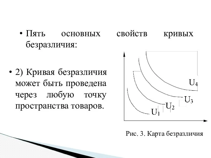 Пять основных свойств кривых безразличия: Рис. 3. Карта безразличия 2) Кривая