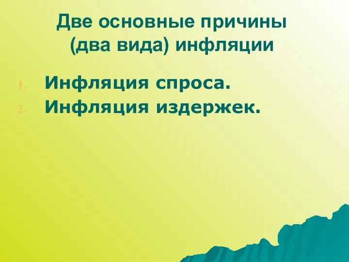 Инфляция спроса. Инфляция издержек. Две основные причины (два вида) инфляции