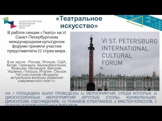 В работе секции «Театр» на VI Санкт-Петербургском международном культурном форуме приняли