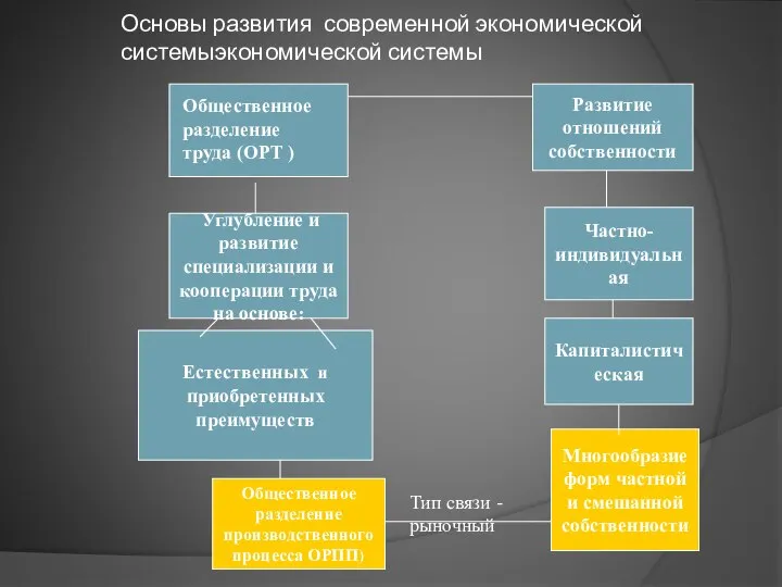 Основы развития современной экономической системыэкономической системы Углубление и развитие специализации и