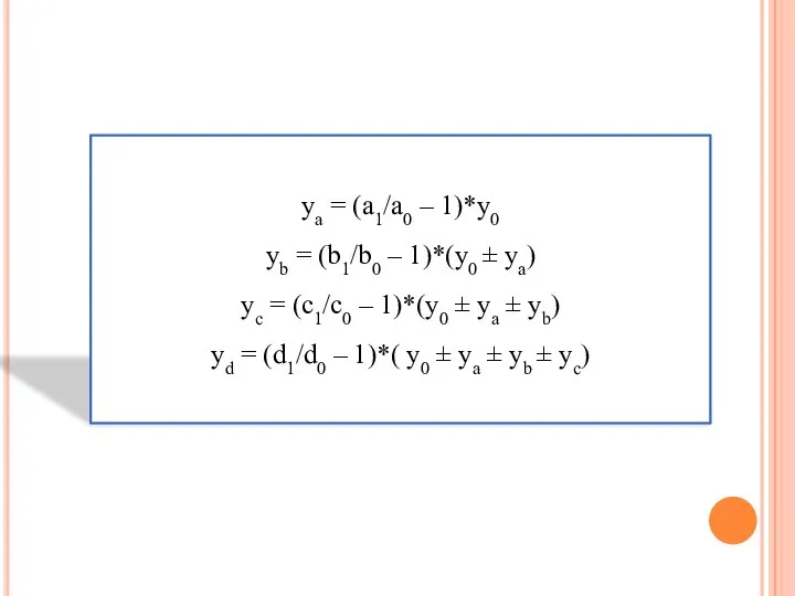 ya = (a1/a0 – 1)*y0 yb = (b1/b0 – 1)*(y0 ±