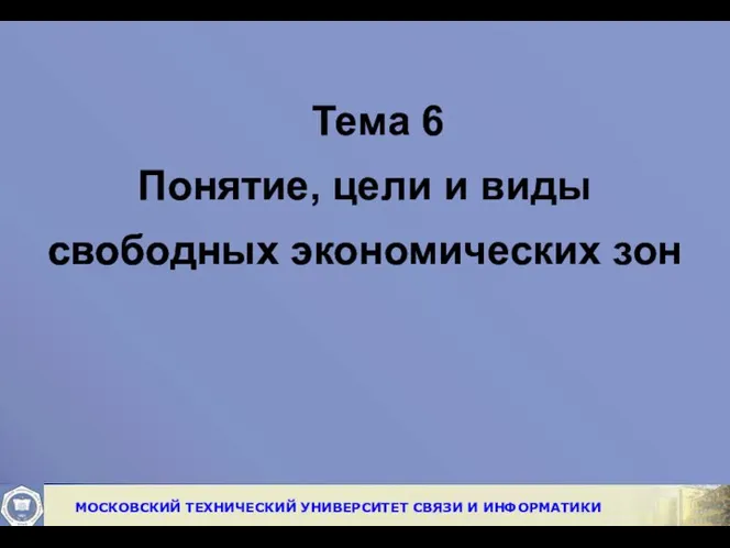 Тема 6 Понятие, цели и виды свободных экономических зон