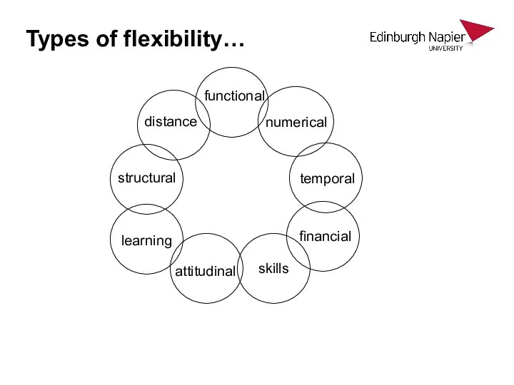 Types of flexibility… functional distance structural learning attitudinal skills numerical temporal financial