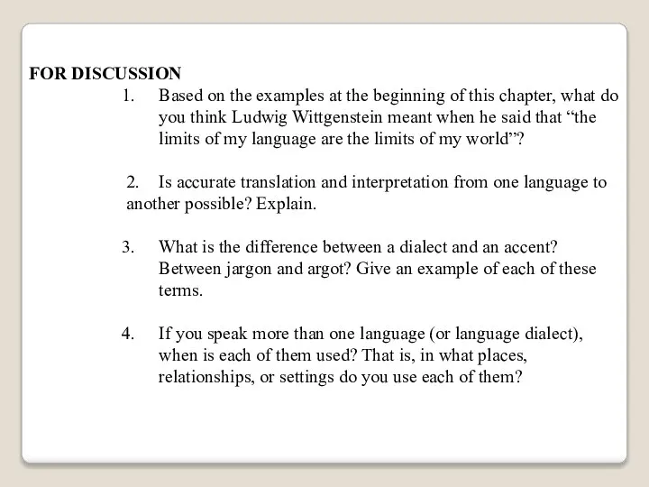 FOR DISCUSSION Based on the examples at the beginning of this