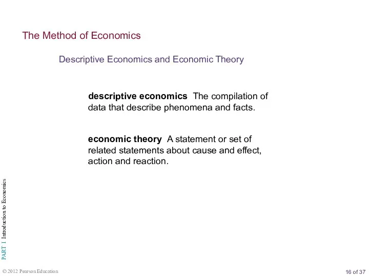 Descriptive Economics and Economic Theory The Method of Economics descriptive economics