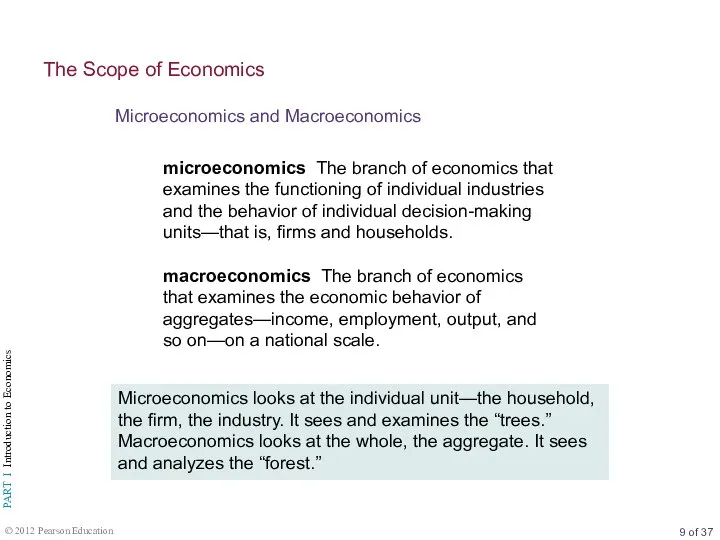 Microeconomics and Macroeconomics The Scope of Economics microeconomics The branch of