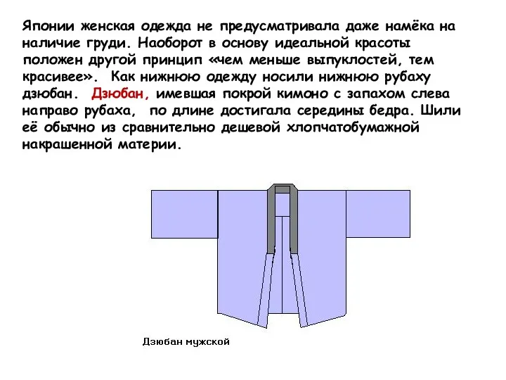 Японии женская одежда не предусматривала даже намёка на наличие груди. Наоборот