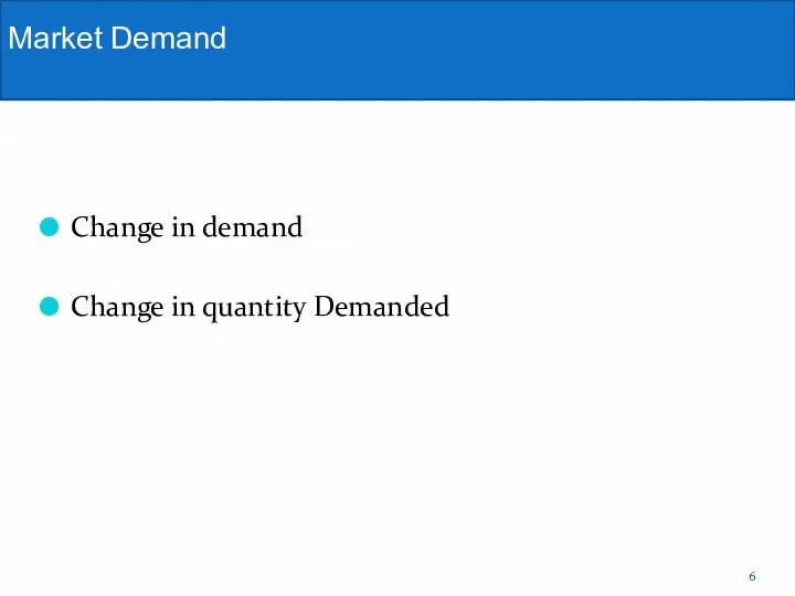 Change in demand Change in quantity Demanded Market Demand