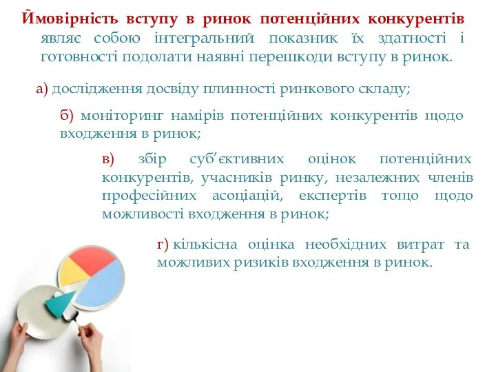 Ймовірність вступу в ринок потенційних конкурентів являє собою інтегральний показник їх