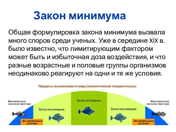 Закон минимума Общая формулировка закона минимума вызвала много споров среди ученых.