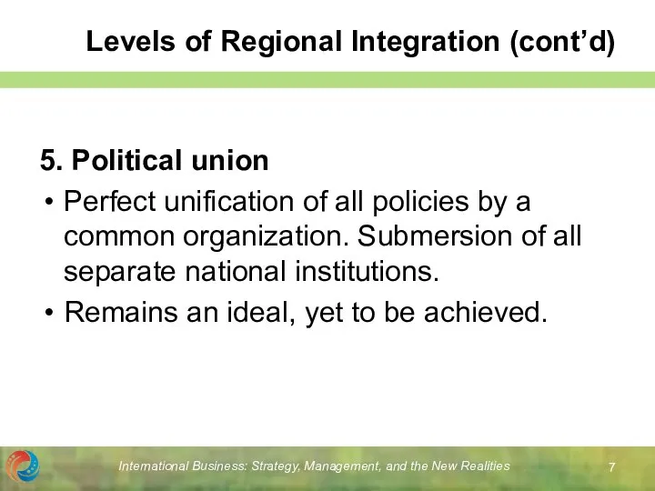 International Business: Strategy, Management, and the New Realities Levels of Regional