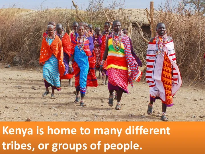 Kenya is home to many different tribes, or groups of people.