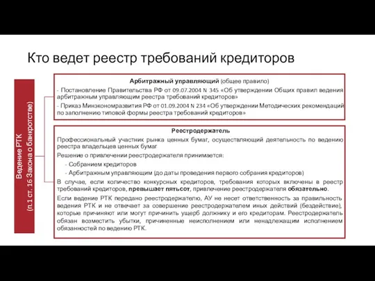 Кто ведет реестр требований кредиторов