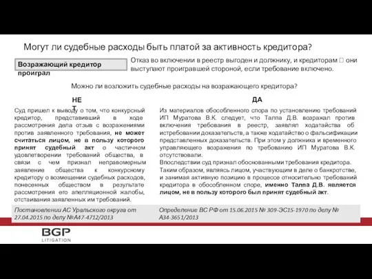 Могут ли судебные расходы быть платой за активность кредитора? Можно ли