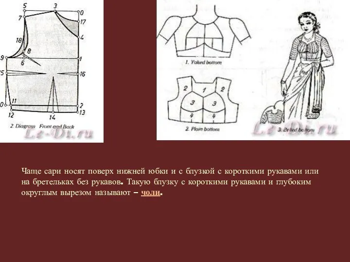 Чаще сари носят поверх нижней юбки и с блузкой с короткими