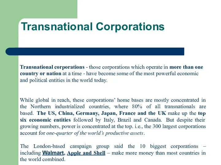 Transnational Corporations