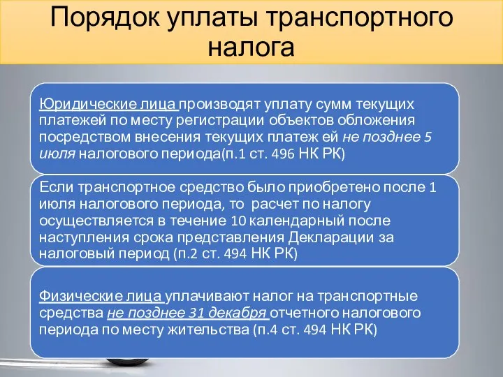 Порядок уплаты транспортного налога