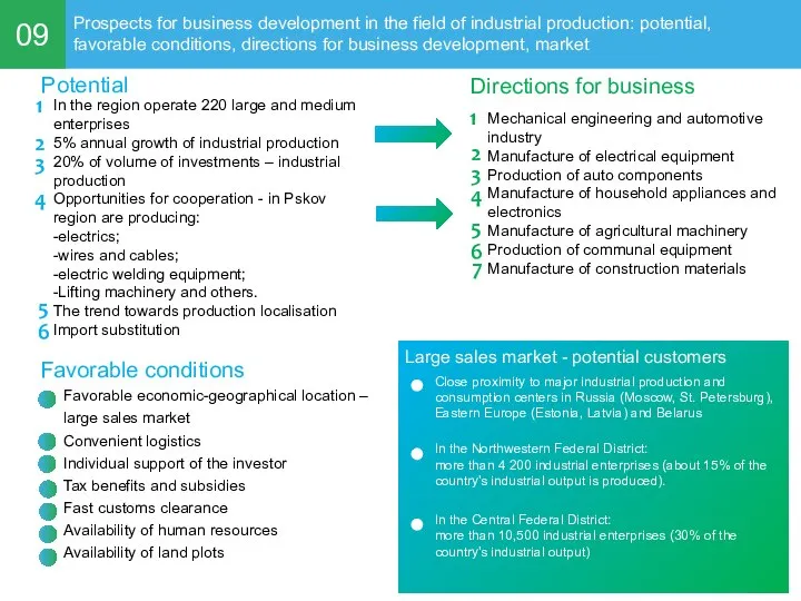 09 Prospects for business development in the field of industrial production: