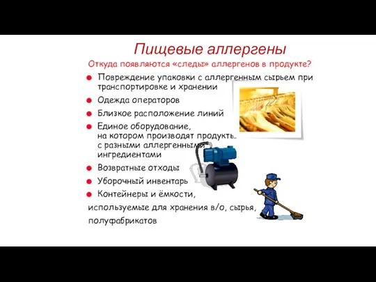 Пищевые аллергены Откуда появляются «следы» аллергенов в продукте? Повреждение упаковки с