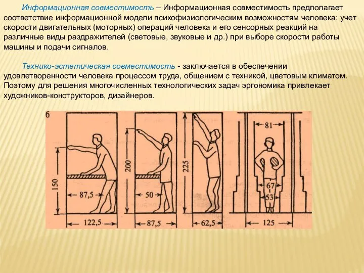 Информационная совместимость – Информационная совместимость предполагает соответствие информационной модели психофизиологическим возможностям