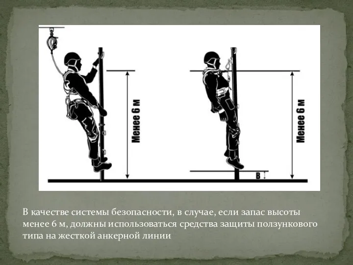 В качестве системы безопасности, в случае, если запас высоты менее 6