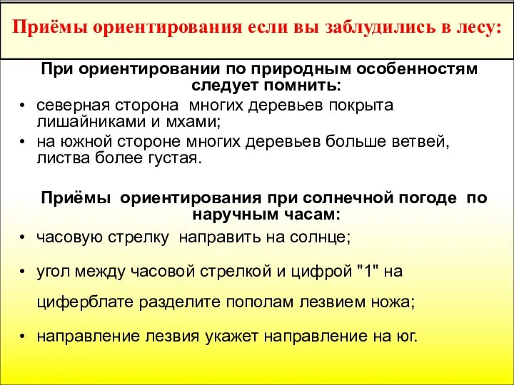 Приёмы ориентирования если вы заблудились в лесу: При ориентировании по природным