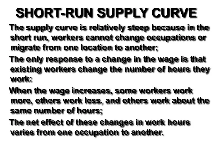 SHORT-RUN SUPPLY CURVE The supply curve is relatively steep because in