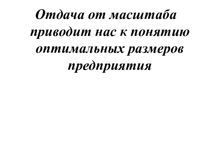 Отдача от масштаба приводит нас к понятию оптимальных размеров предприятия