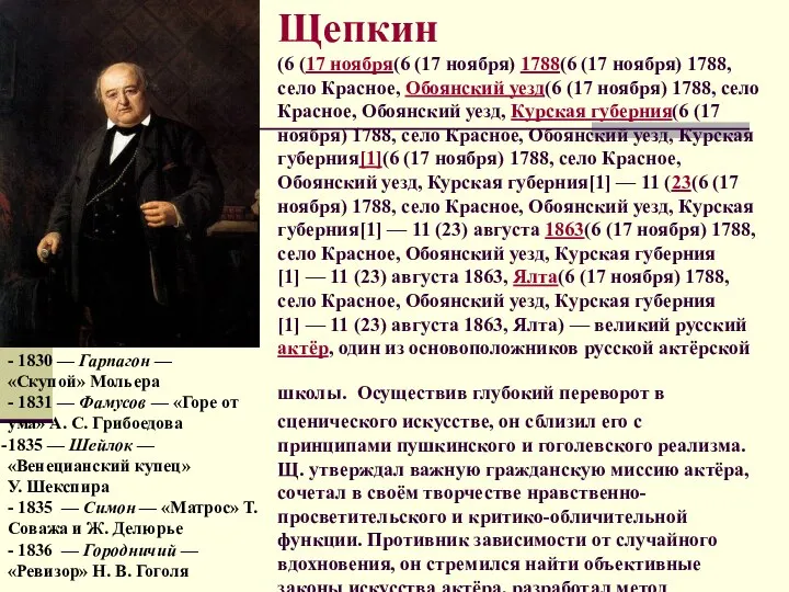 Михаил Степанович Щепкин (6 (17 ноября(6 (17 ноября) 1788(6 (17 ноября)