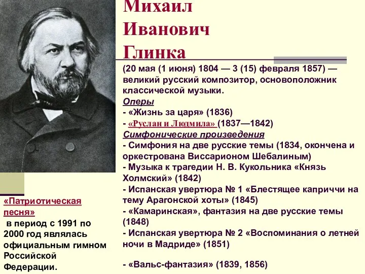 Михаил Иванович Глинка (20 мая (1 июня) 1804 — 3 (15)