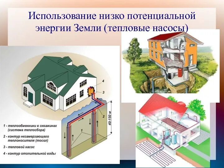 Использование низко потенциальной энергии Земли (тепловые насосы)