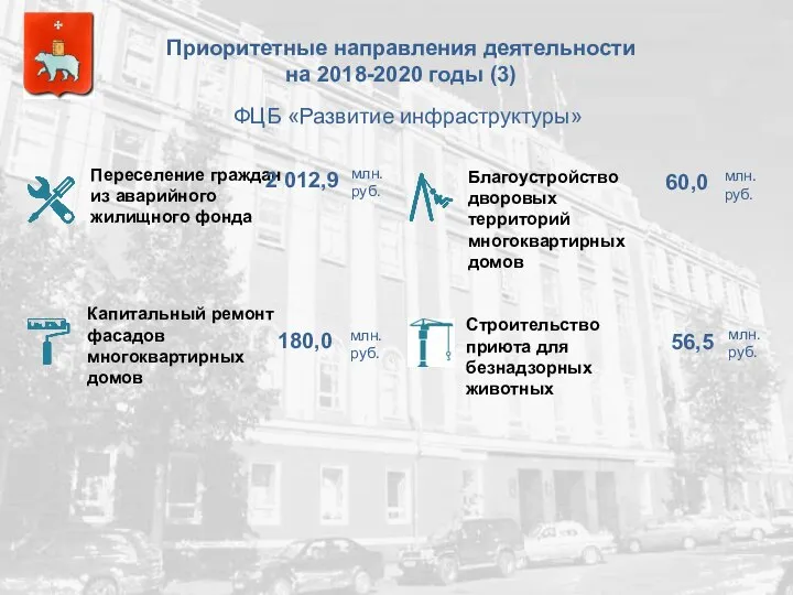 Приоритетные направления деятельности на 2018-2020 годы (3) ФЦБ «Развитие инфраструктуры»