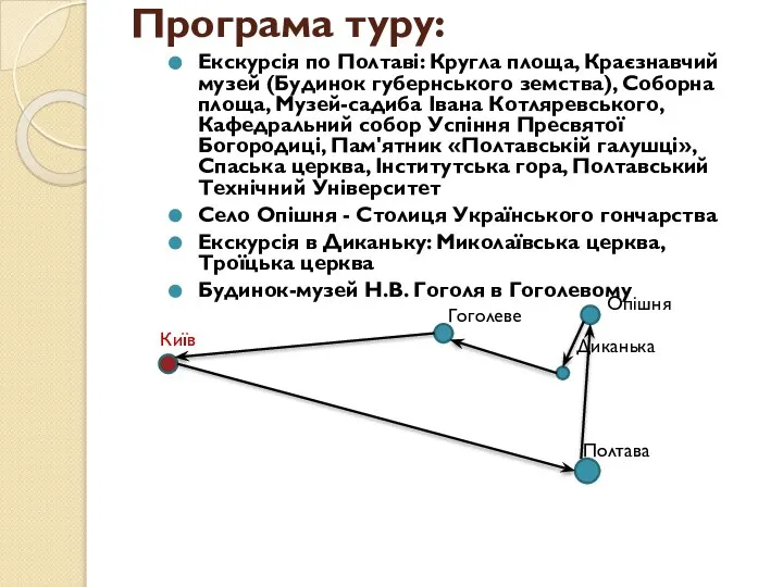 Програма туру: Екскурсія по Полтаві: Кругла площа, Краєзнавчий музей (Будинок губернського