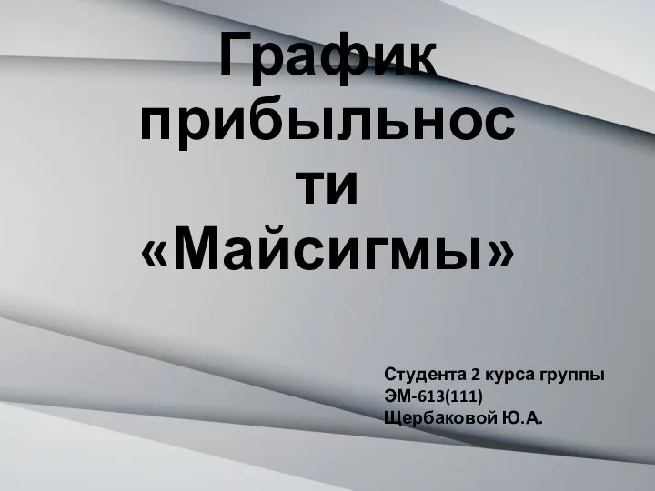 График прибыльности «Майсигмы» Студента 2 курса группы ЭМ-613(111) Щербаковой Ю.А.