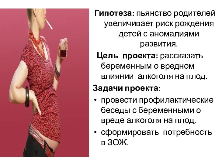 Гипотеза: пьянство родителей увеличивает риск рождения детей с аномалиями развития. Цель