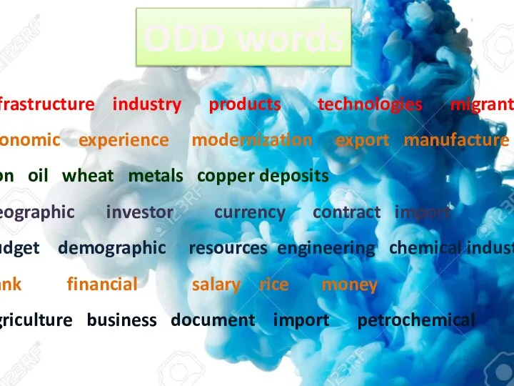 ODD words Infrastructure industry products technologies migrant Economic experience modernization export