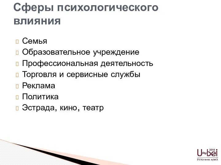 Семья Образовательное учреждение Профессиональная деятельность Торговля и сервисные службы Реклама Политика