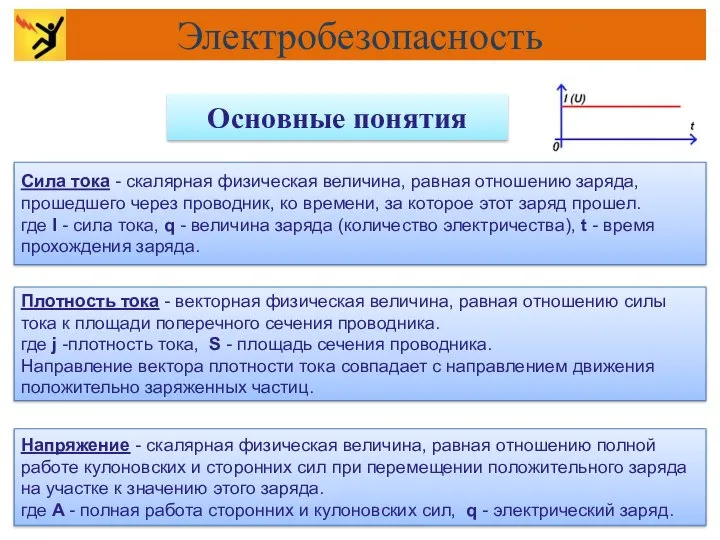 Основные понятия Сила тока - скалярная физическая величина, равная отношению заряда,