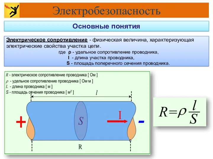 Основные понятия Электрическое сопротивление - физическая величина, характеризующая электрические свойства участка