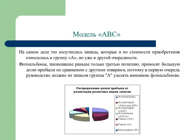 Модель «АВС» На самом деле это получились запасы, которые и по